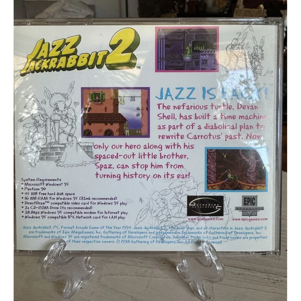 Jazz Jackrabbit 2 PC CD-ROM 1998 Complete Tested Epic MegaGames Rare